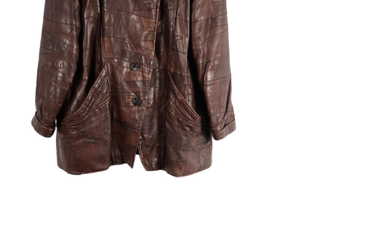 Vintage kožená mahagonová bunda L