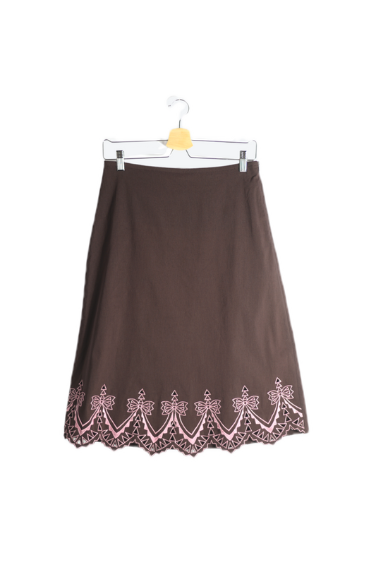 Vintage čoko-pink midi sukně S/M