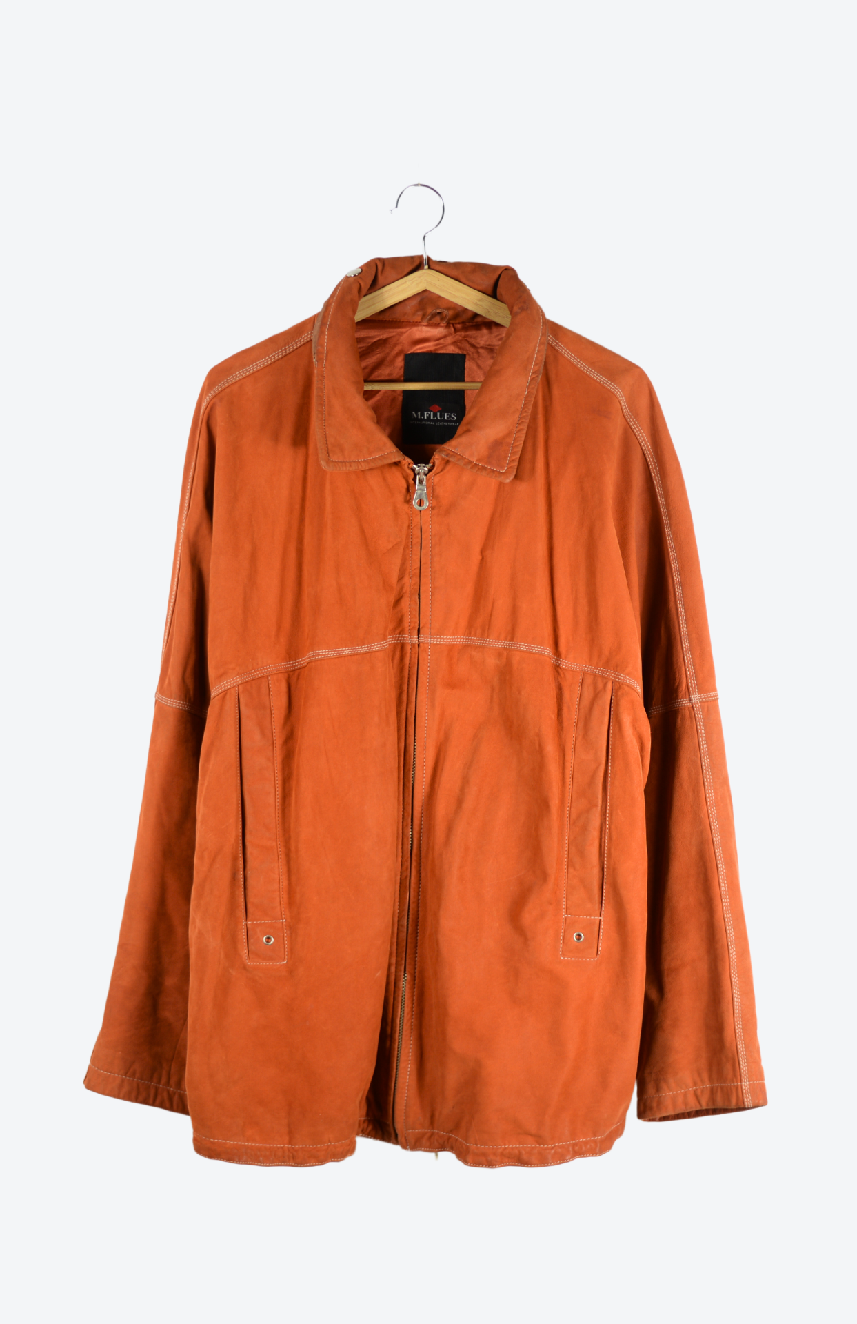 Vintage kožená orange vyšívaná bunda XL/XXL