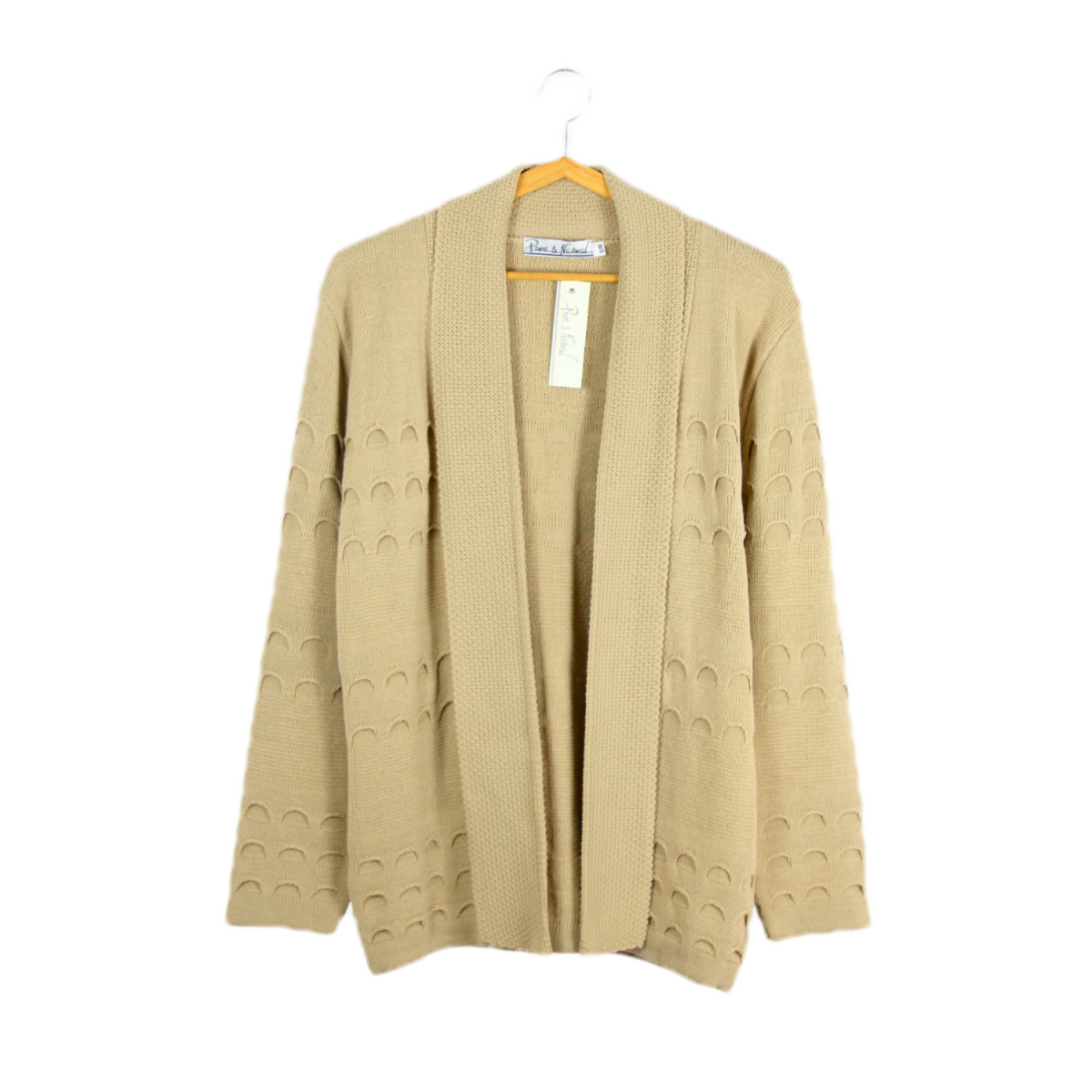 Béžový pletený kimono svetr S/M