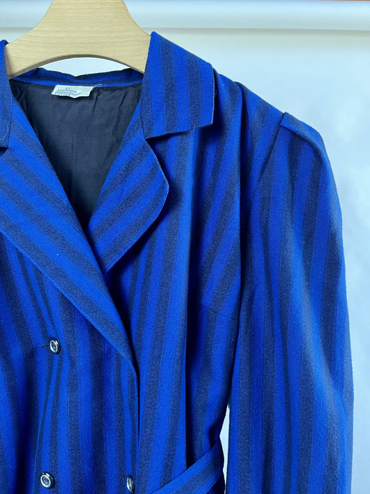Modrý pruhovaný vintage kabát vel.M