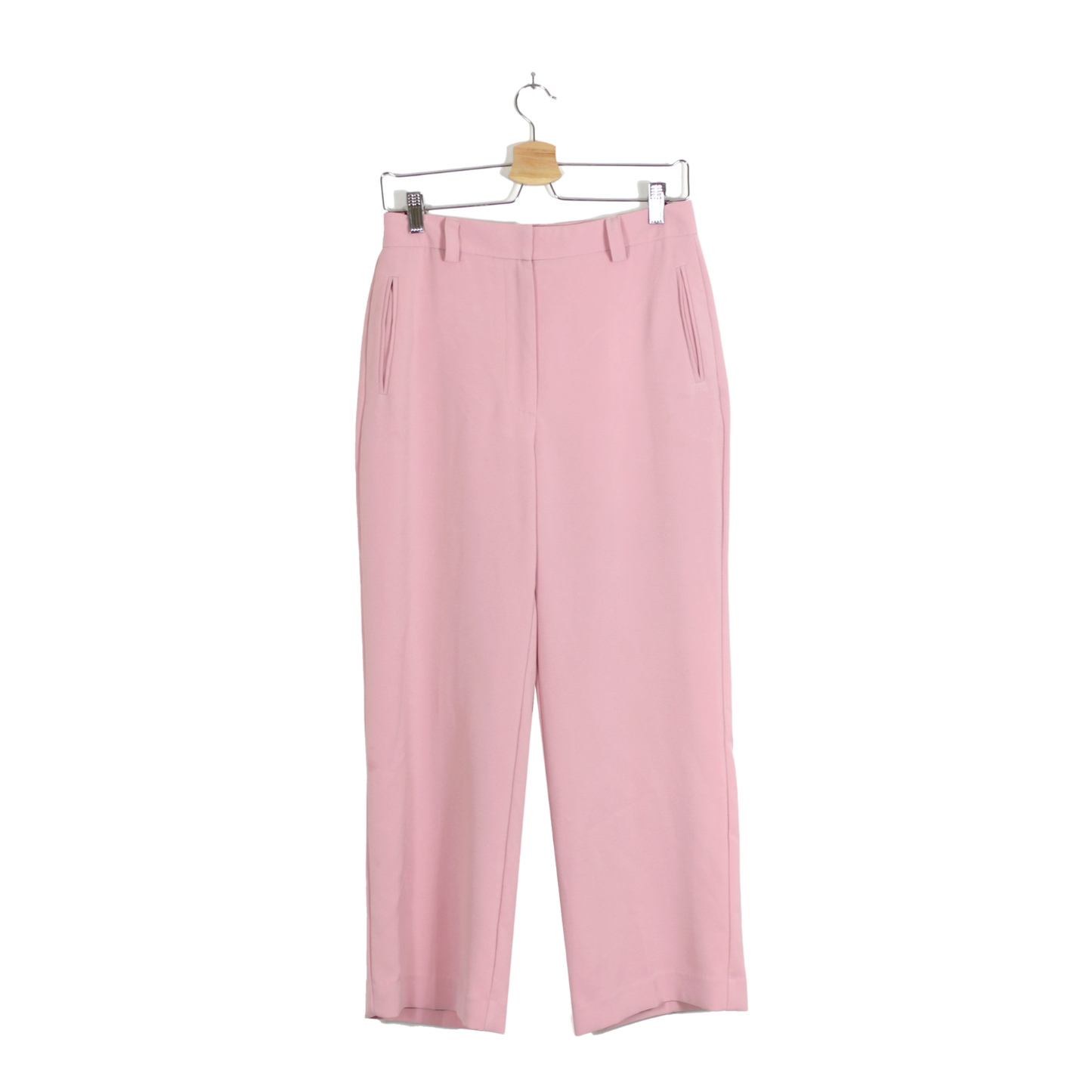 Pastelově růžové kalhoty do pasu M