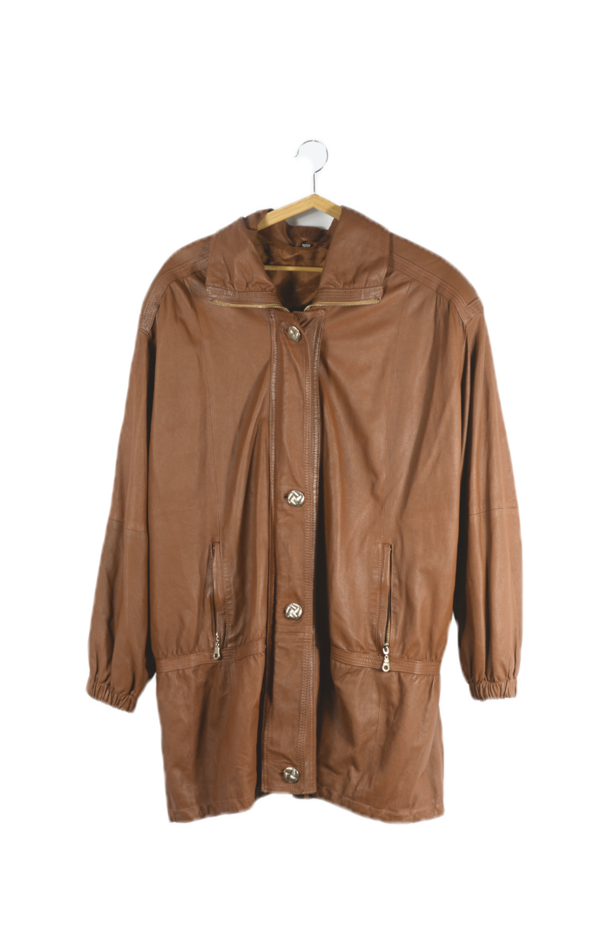 Skořicový vintage kožený kabát M/L