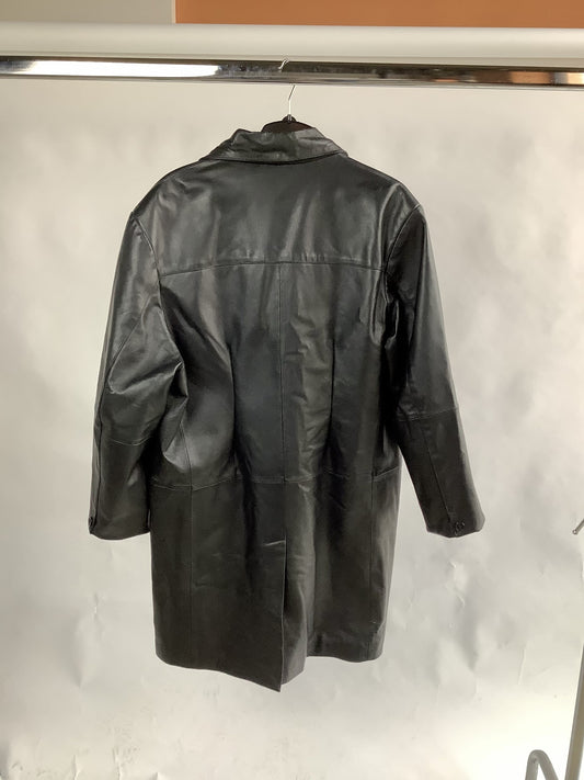 Černý vintage kožený kabát vel. XXL