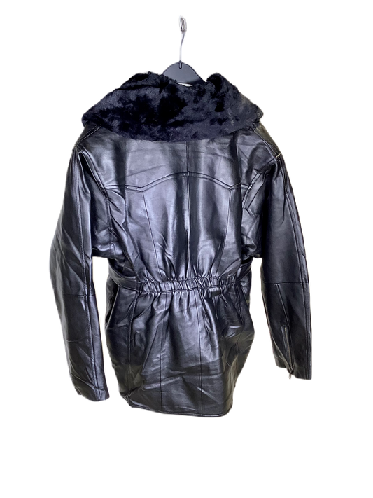 Kožený kabát s odepínacím límcem XL