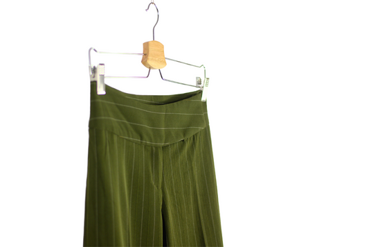 Retro olivové široké kalhoty s proužkem S/M