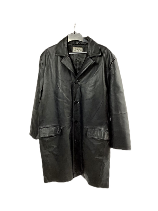 Černý vintage kožený kabát vel. XXL