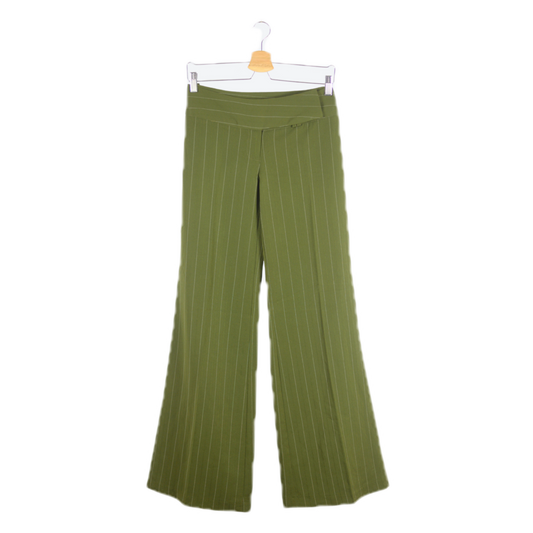 Retro olivové široké kalhoty s proužkem S/M