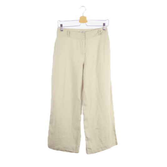 Čistě lněné beige volné kalhoty M