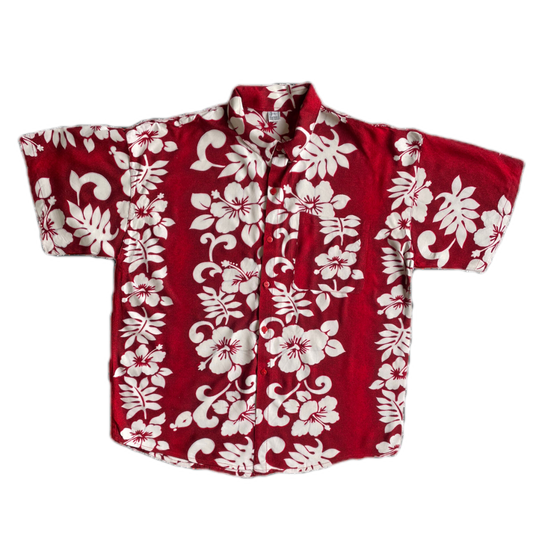 aloha košile červená s tropickými květinami UNISEX