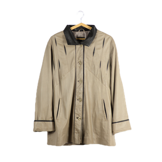 Vintage kožený kabát s průřezy M/L