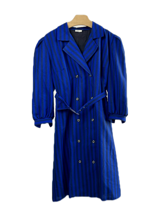Modrý pruhovaný vintage kabát vel.M