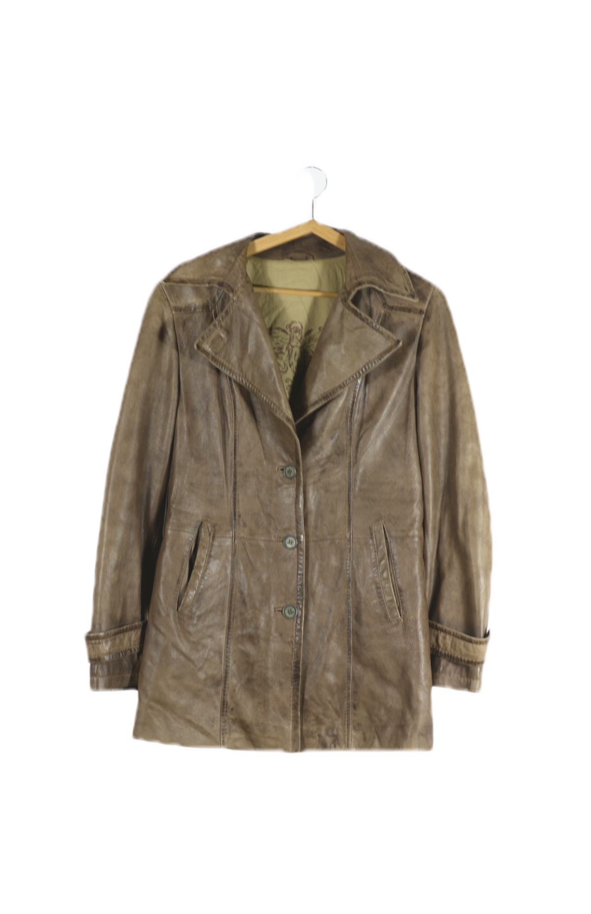 Kratší béžový kožený vintage kabátek David Moore S